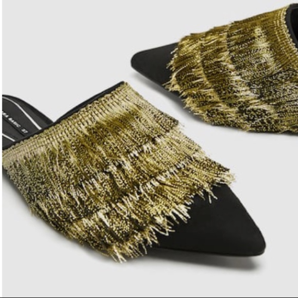 ❌SOLD❌Zara fringe mules - Picture 2 of 5